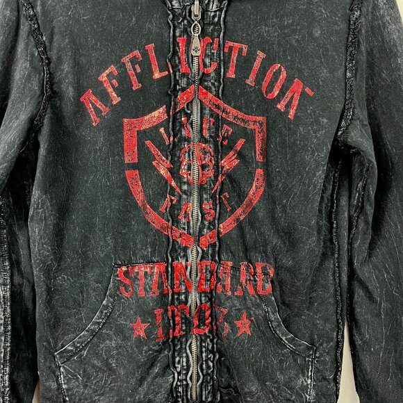 Affliction Reversible Lace Hoodie Full Zip Women S Metal Y2K Lost Souls American - Picture 13 of 16